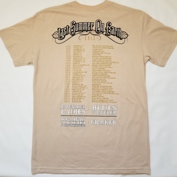 Womens M 2012 Last Summer on Earth Concert T Shirt Bare Naked Ladies Cracker - Picture 2 of 4